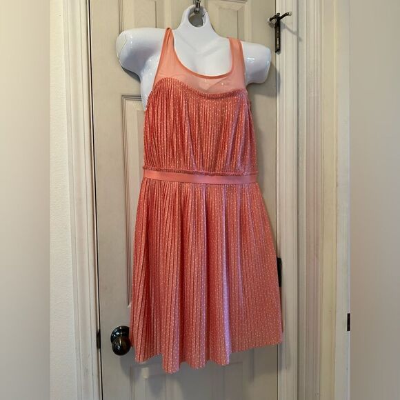 Lauren Conrad dress size medium- peach with white polka dots - Picture 1 of 8